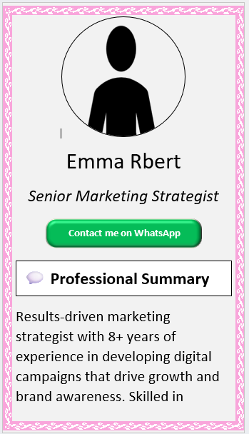 Rose with Art Margin CV Template (Mobile + Desktop Versions)